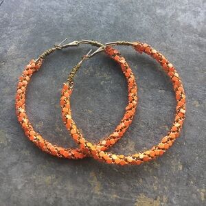 Orange Hoop Earrings (7cm diameter)